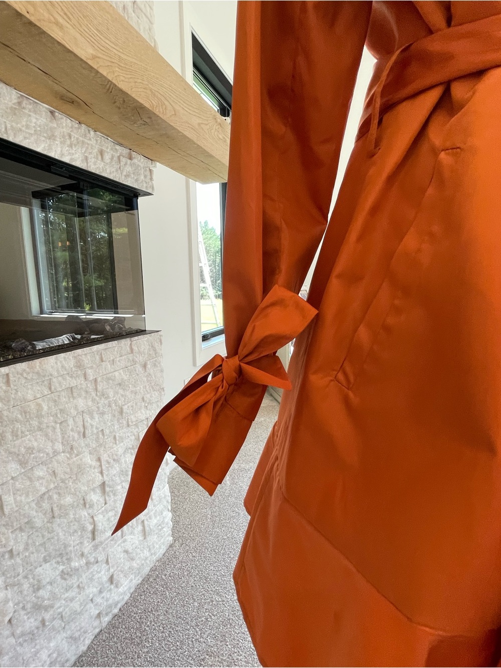 Cole Haan Perfect Orange Trench Coat Tie Waist / Tie Sleeves,a timeless-classic! - Picture 6 of 7
